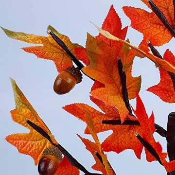 LJLNION 18 Inch Artificial Maple Tree with LED Lights