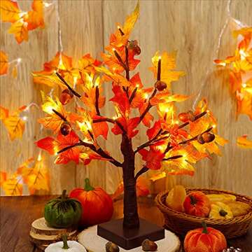 LJLNION 18 Inch Artificial Maple Tree with LED Lights