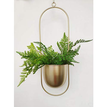 RISEON Boho Gold Metal Plant Hanger - Modern Minimalist Indoor Outdoor Decor
