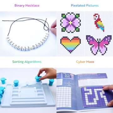 Playz My First Coding & Computer Science Kit - Learn About Binary Codes, Encryption, Algorithms & Pixelation Through Fun Puzzling Activities Without Using a Computer for Boys, Girls, Teenagers, Kids