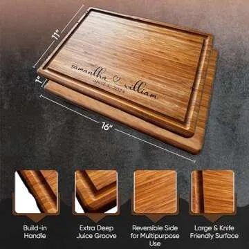Handmade Personalized Cutting Board - Unique Christmas, Wedding, New Home, and Bridal Shower Gifts - Christmas Gifts - Engraved Charcuterie Boards - Top Quality Bamboo