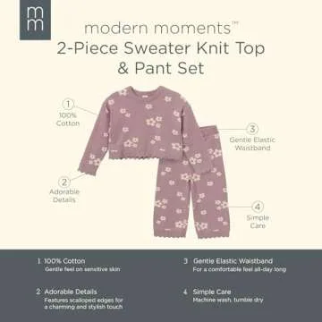 Modern Moments by Gerber Toddler Girls' Jacquard 2-Piece Sweater Set, Medium Lilac Cluster Jacquard, 2T