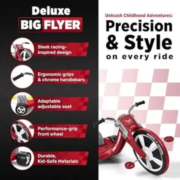 Radio Flyer Deluxe Big Flyer 16 Inch Big Front Wheel Chopper Style Tricycle with Adjustable Seat Rec...