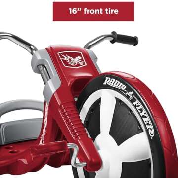 Radio Flyer Deluxe Big Flyer 16 Inch Big Front Wheel Chopper Style Tricycle with Adjustable Seat Recommended for Ages 3 to 7, Red