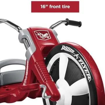 Radio Flyer Deluxe Big Flyer 16 Inch Big Front Wheel Chopper Style Tricycle with Adjustable Seat Recommended for Ages 3 to 7, Red