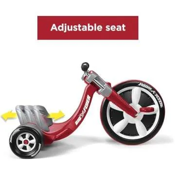 Radio Flyer Deluxe Big Flyer 16 Inch Big Front Wheel Chopper Style Tricycle with Adjustable Seat Recommended for Ages 3 to 7, Red