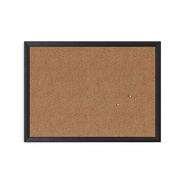 U Brands Cork Bulletin Board with Black Wood Frame