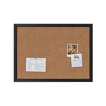 U Brands Cork Bulletin Board with Black Wood Frame