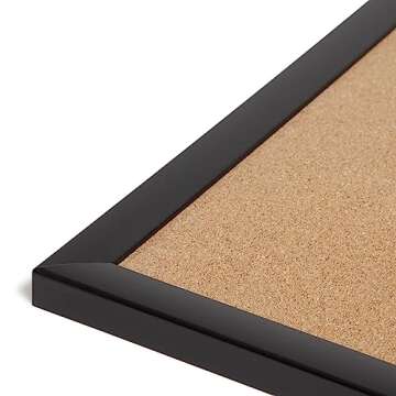 U Brands Cork Bulletin Board with Black Wood Frame