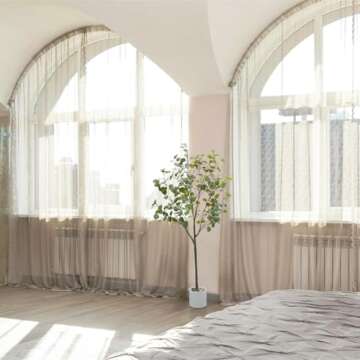 Homeplants Artificial Eucalyptus Tree, 5ft Fake Silver Dollar Leaves Plant with White Pot, Silk Faux Tree for Indoor House Office Home Living Room Floor Décor