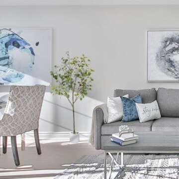 Homeplants Artificial Eucalyptus Tree, 5ft Fake Silver Dollar Leaves Plant with White Pot, Silk Faux Tree for Indoor House Office Home Living Room Floor Décor