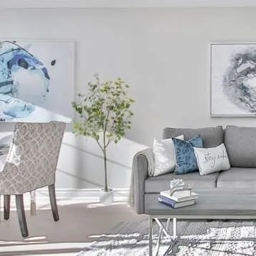 Homeplants Artificial Eucalyptus Tree, 5ft Fake Silver Dollar Leaves Plant with White Pot, Silk Faux Tree for Indoor House Office Home Living Room Floor Décor