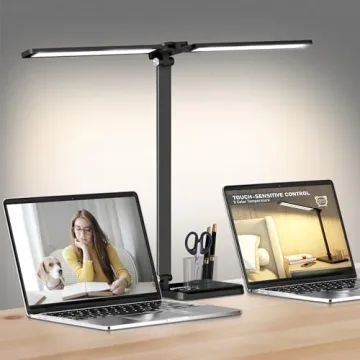 CHARYJOD Dimmable LED Desk Lamp with USB Charging Port