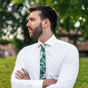 Mantieqingway Men's Cotton Floral Neck Tie 2.56'' Printed Skinny Tie