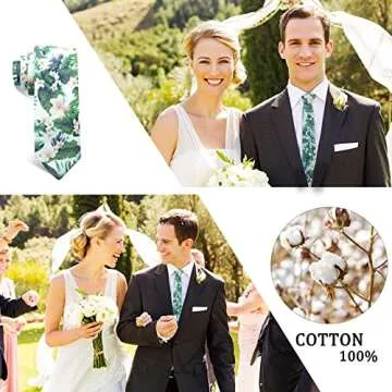 Mantieqingway Men's Cotton Floral Neck Tie 2.56'' Printed Skinny Tie