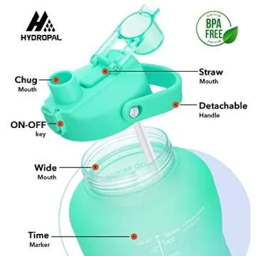 HydroPal 1 Gallon Water Bottle with Straw - BPA Free, Motivational, Portable Design for Wellness and...