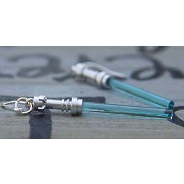 compatible with Star Wars Lightsaber Handmade Earrings Jewelry STERLING SILVER Hooks Jedi Light Blue...
