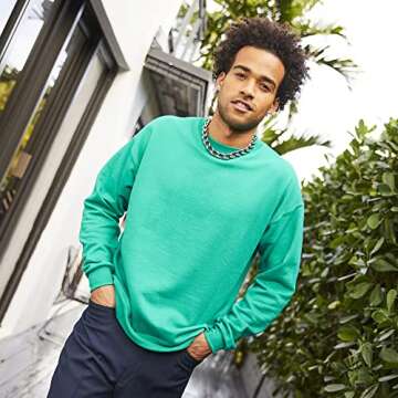 Hanes Men's Comfortwash Garment Dyed Sweatshirt, Cypress Green, Large