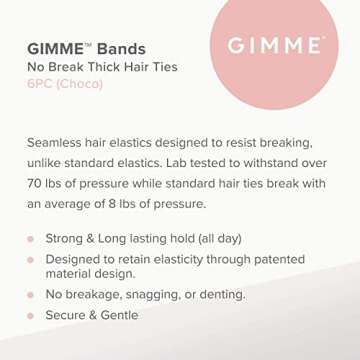 Gimme Beauty - Thick Fit Hair Bands - Choco - Damage Free Hair Ties - Made with Seamless Microfiber ...