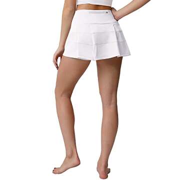 Husnainna High Waisted Pleated Tennis Skirt with Pockets Athletic Golf Skorts for Women Casual Workout Built-in Shorts 018BZQ-White/b4