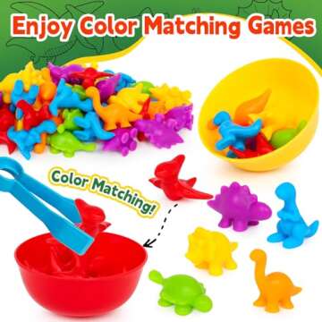 Dinosaur Color Sorting Toys for Toddlers 1-3 Years