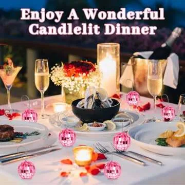 Newmemo Pink Disco Ball 24 Pcs Hanging Mirror Disco Balls Pink Mini Disco Balls Ornaments Reflective Mirror Ball Cake Decoration with Rope Christmas Tree Wedding Dance Music Festivals Decor