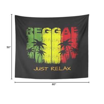 TOMPOP Tapestry Colorful of Music Slogan Just Relax Graphics Green Home Decor Wall Hanging for Living Room Bedroom Dorm 50x60 Inches