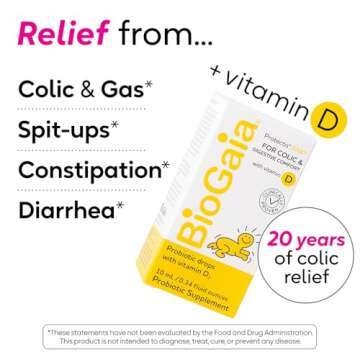 BioGaia Baby Probiotic Drops - Colic & Gas Relief + Vitamin D, 50-Day Supply, Safe for Newborns, Red...