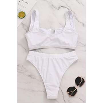 ToppKissy Women Cutout Bikini High Waisted Cheeky Swimsuit