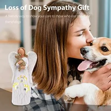 BEARAE Dog Memorial Candle Holder with Angel Statue
