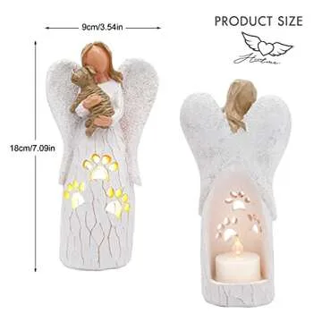 BEARAE Dog Memorial Candle Holder with Angel Statue