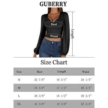 GUBERRY Pink Crop Top Trendy V Neck Lantern Long Sleeve Slim Fitted Cropped Tops for Women(Medium,Pink)