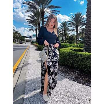 GUBERRY Pink Crop Top Trendy V Neck Lantern Long Sleeve Slim Fitted Cropped Tops for Women(Medium,Pink)