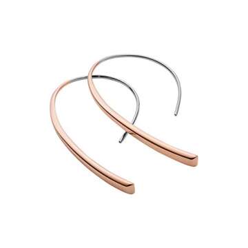 Fossil Heritage Metal Rose Gold Bevel Hoop Earrings
