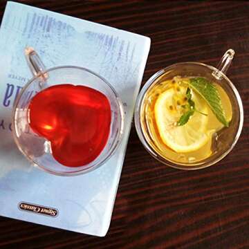 VARWANEO Heart Shaped Cup Double walled Insulated Clear Glass cute coffee Mugs or Tea Cups Double Wall Heart Mugs Glass cups (8 oz) Set of 2 - Clear Unique & Insulated with Handle