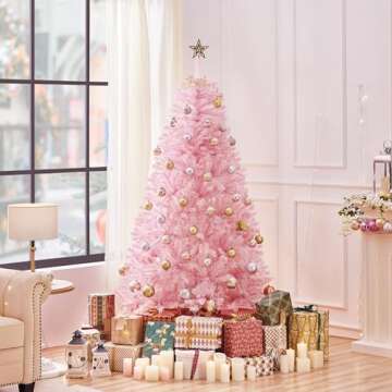 Yaheetech 6ft Pink Artificial Christmas Pine Tree Seasonal Holiday Carnival Home Party Decoration fo...