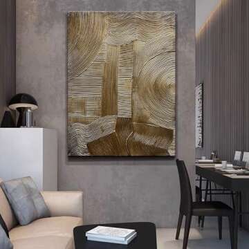 NANKAI Modern Abstract Painting 40x28 Inch Gold Textured Wall Art Deco Painting Frame Art Oil Painting