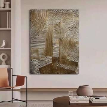 NANKAI Modern Abstract Painting 40x28 Inch Gold Textured Wall Art Deco Painting Frame Art Oil Painting