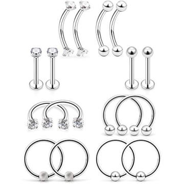 Lcolyoli 8 Pairs Stainless Steel Body Piercing Jewelry Set