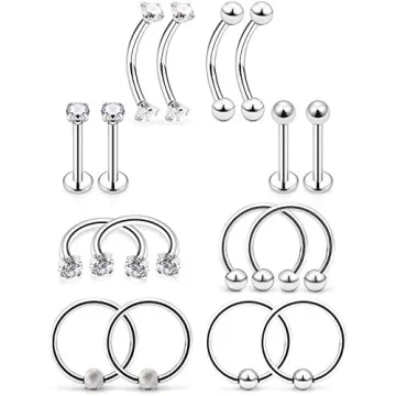 Lcolyoli 8 Pairs Stainless Steel Body Piercing Jewelry Set