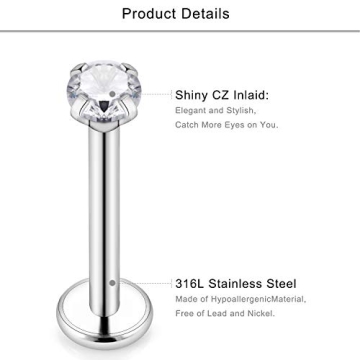 Lcolyoli 8 Pairs Stainless Steel Body Piercing Jewelry Set