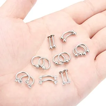 Lcolyoli 8 Pairs Stainless Steel Body Piercing Jewelry Set