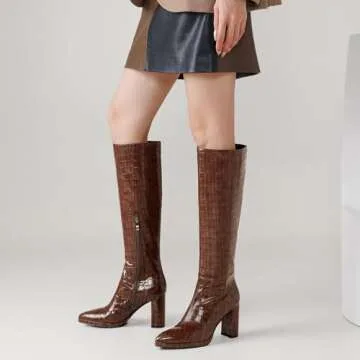 AIUNIIND Knee High Boots Women Platform Chunky Go Go Boots Pointed Toe Tall Boots Fashion Long Boots...