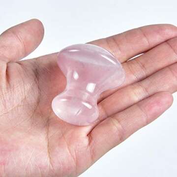 MIMOSA Handmade Natural Rose Quartz Gua Sha Scraping Massage Tool Mushroom Shaped GuaSha Board for SPA Relaxing Meditation Massage