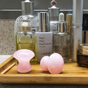 MIMOSA Handmade Natural Rose Quartz Gua Sha Scraping Massage Tool Mushroom Shaped GuaSha Board for SPA Relaxing Meditation Massage