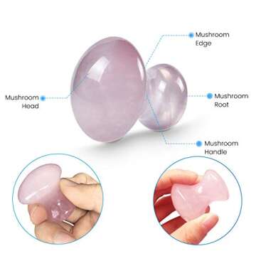 MIMOSA Handmade Natural Rose Quartz Gua Sha Scraping Massage Tool Mushroom Shaped GuaSha Board for SPA Relaxing Meditation Massage