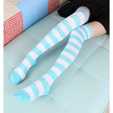 Chalier Striped Over Knee Socks for Stylish Comfort