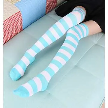 Chalier Striped Over Knee Socks for Stylish Comfort