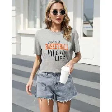 YUYUEYUE Casual Basketball Mom T-Shirt for Women