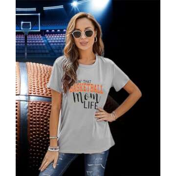 YUYUEYUE Casual Basketball Mom T-Shirt for Women